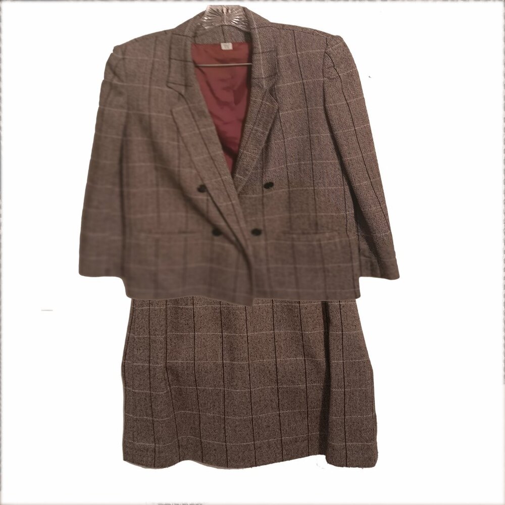 Vintage Peabody House Suit Windowpane Plaid Size 7/8